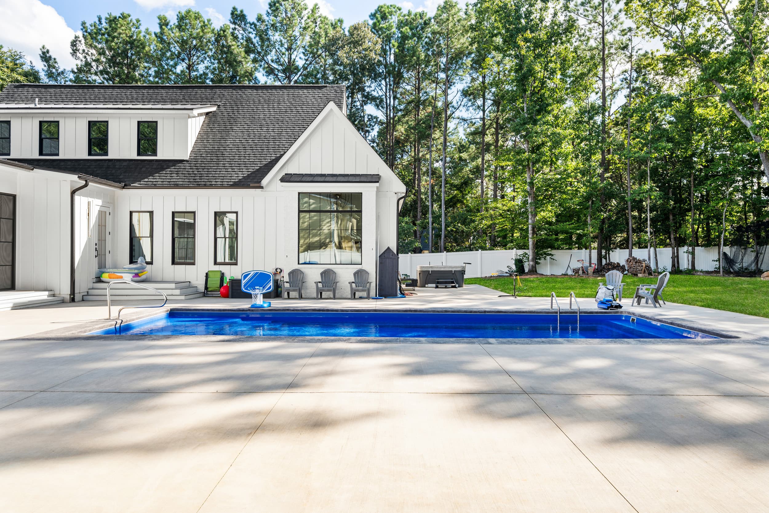Family walking in suburban Raleigh neighborhood